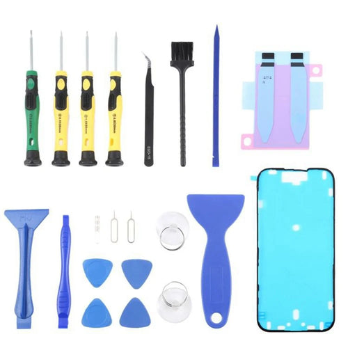 JF-8182 For iPhone 16 21 in 1 Precision Screwdriver Set Replacement Parts Battery Adhesive Tape Sticker + Middle Plate Frame Repair Tool Kit - 1