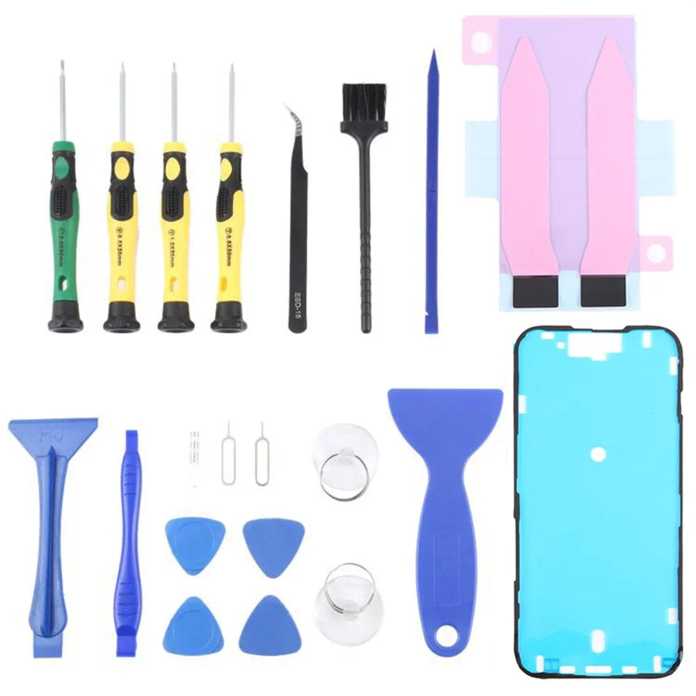 JF-8182 For iPhone 15 21 in 1 Precision Screwdriver Set Replacement Parts Battery Adhesive Tape Sticker + Middle Plate Frame Repair Tool Kit - 1