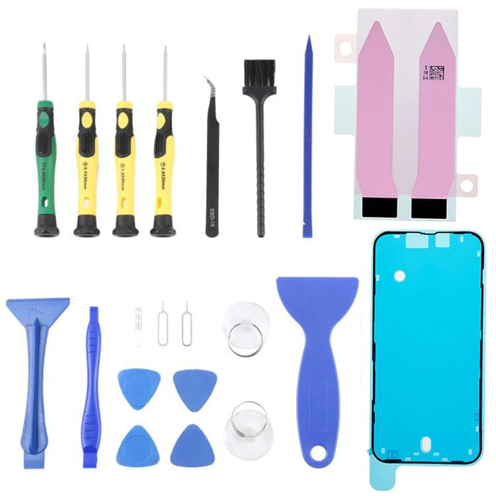 JF-8182 For iPhone 14 Plus 21 in 1 Precision Screwdriver Set Replacement Parts Battery Adhesive Tape Sticker + Middle Plate Frame Repair Tool Kit - 1