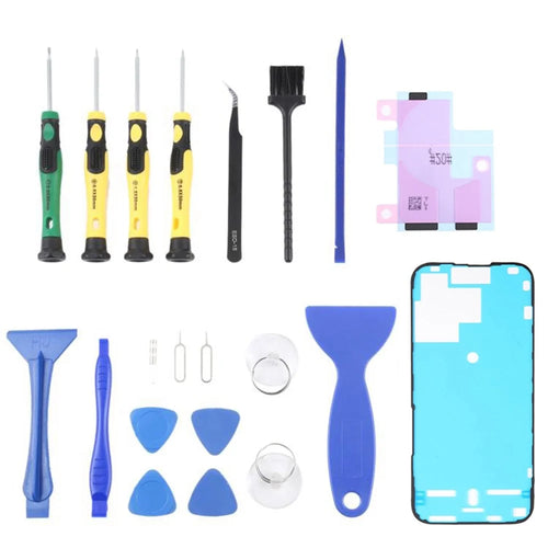 JF-8182 For iPhone 15 Pro 21 in 1 Precision Screwdriver Set Replacement Parts Battery Adhesive Tape Sticker + Middle Plate Frame Repair Tool Kit - 1
