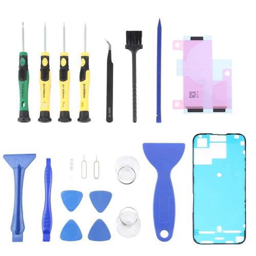 JF-8182 For iPhone 15 Pro Max 21 in 1 Precision Screwdriver Set Replacement Parts Battery Adhesive Tape Sticker + Middle Plate Frame Repair Tool Kit - 1