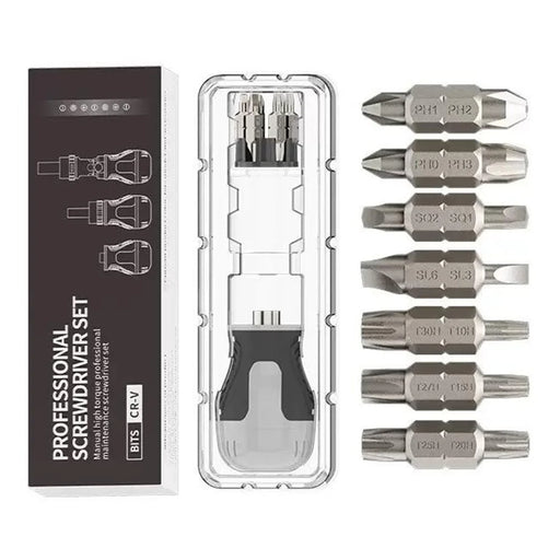 JIAFA 15 in 1 Dual Head Ratchet Screwdriver Set 14Pcs CRV Bits Magnetic Professional Repair Tool - 1