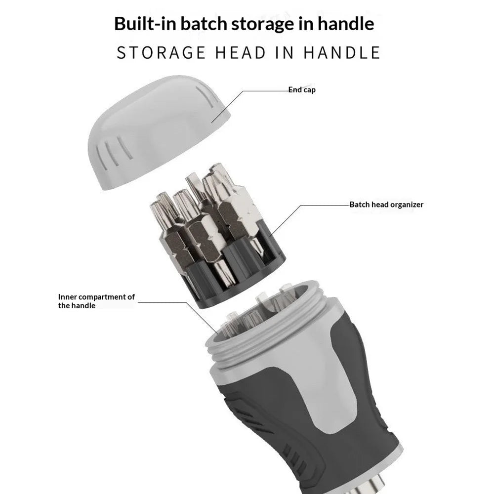 JIAFA 15 in 1 Dual Head Ratchet Screwdriver Set 14Pcs CRV Bits Magnetic Professional Repair Tool - 7