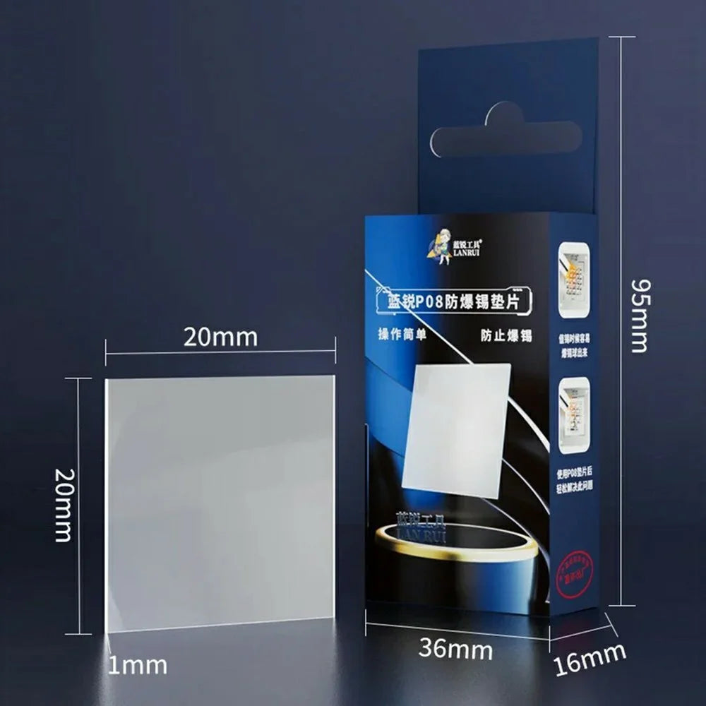 LANRUI P08 Explosion-Proof Solder Tin Gasket 20x20mm High Temperature Resistant Soldering Pad for Phone CPU IC Chip Repair - 5