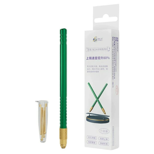 LANRUI M24 Red Copper Plating Desoldering Needle Kit Anti-slip Handle Ball Head Dragging Needle Set for Phone Socket Battery Connector - 1
