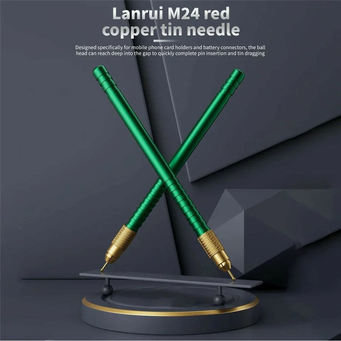 LANRUI M24 Red Copper Plating Desoldering Needle Kit Anti-slip Handle Ball Head Dragging Needle Set for Phone Socket Battery Connector - 3