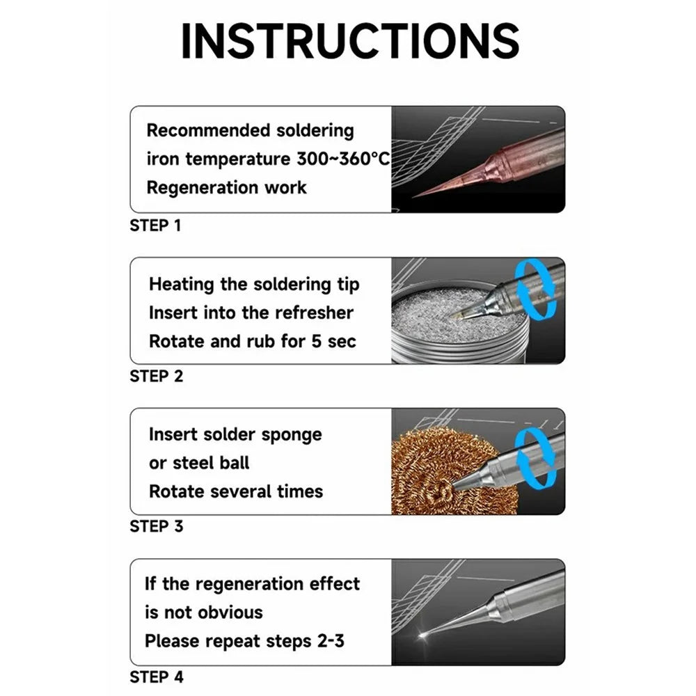 MECHANIC QR12 Soldering Iron Tip Cleaning Pastes 5 Seconds Quick Fix Black Layer Remover for PCB Repair (Colors Random Delivery) - 6