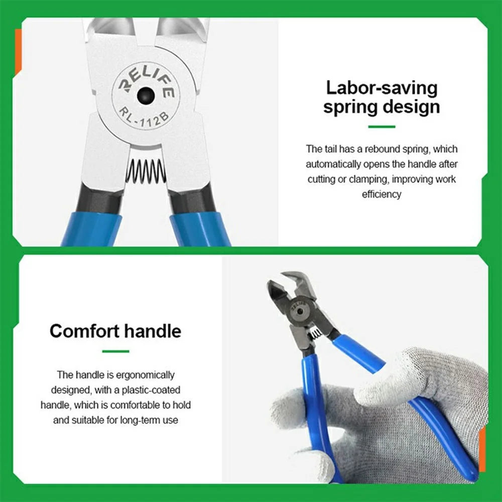 RELIFE RL-112B 90° Right Angle Pliers Alloy Steel Flat Cutting Tool for Phone Camera Ring Repair - 7