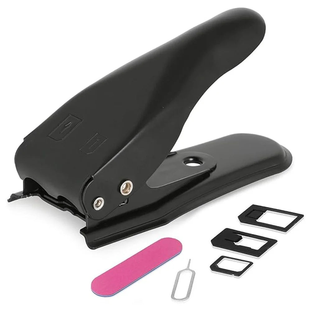 SIM Card Cutter Dual 2 in 1 Manual Tool Standard to Micro Nano with Adapters PIN Sandpaper for Phone - 1