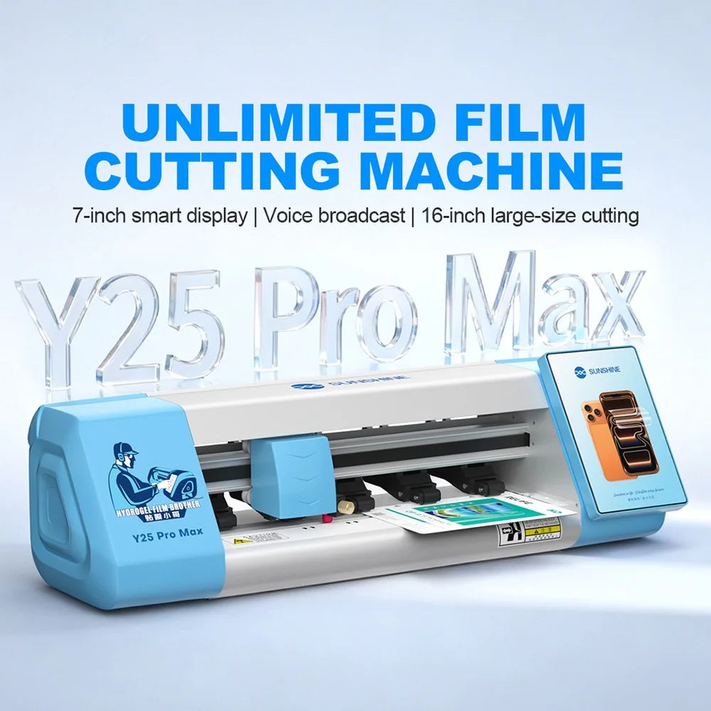 SUNSHINE Y25 Pro Max Film Cutting Machine Unlimited Times 7 Inch Touch Screen Voice Broadcast 16 Inch Large Size Film Cutter - EU Plug - 2
