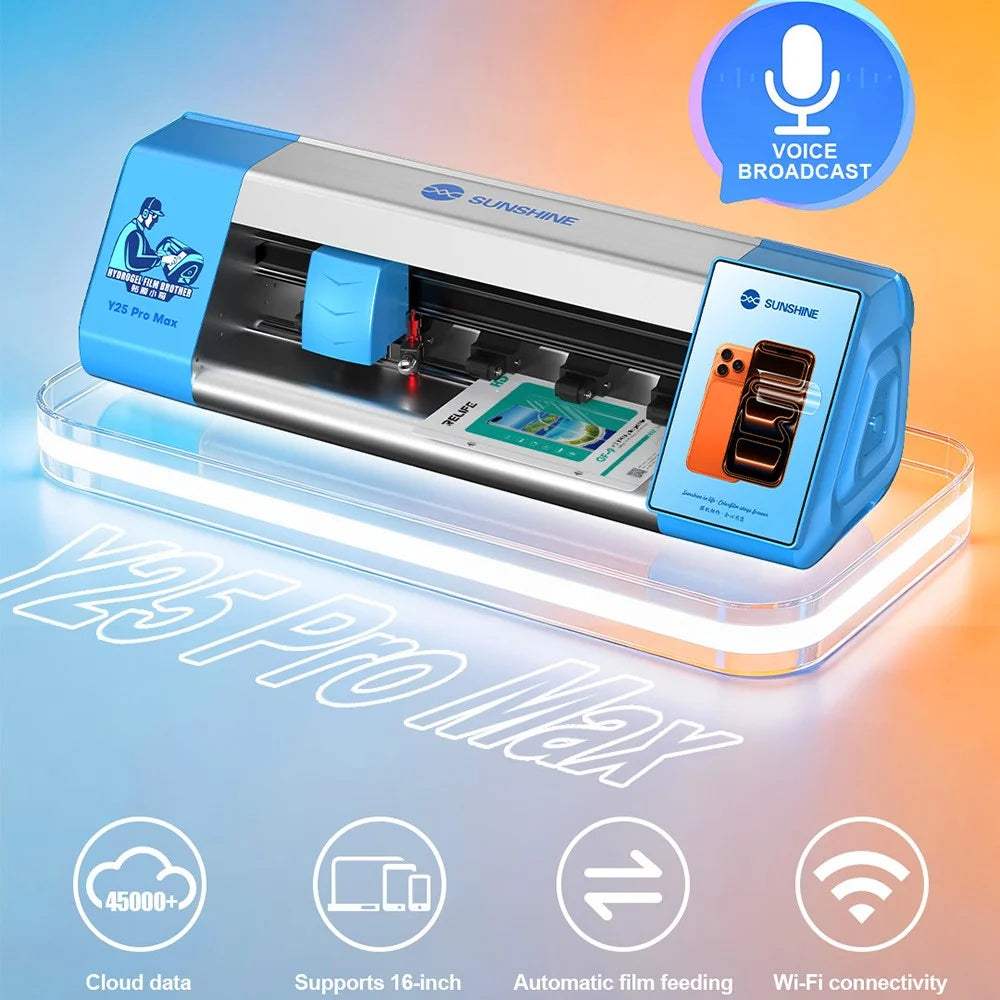 SUNSHINE Y25 Pro Max Film Cutting Machine Unlimited Times 7 Inch Touch Screen Voice Broadcast 16 Inch Large Size Film Cutter - EU Plug - 3