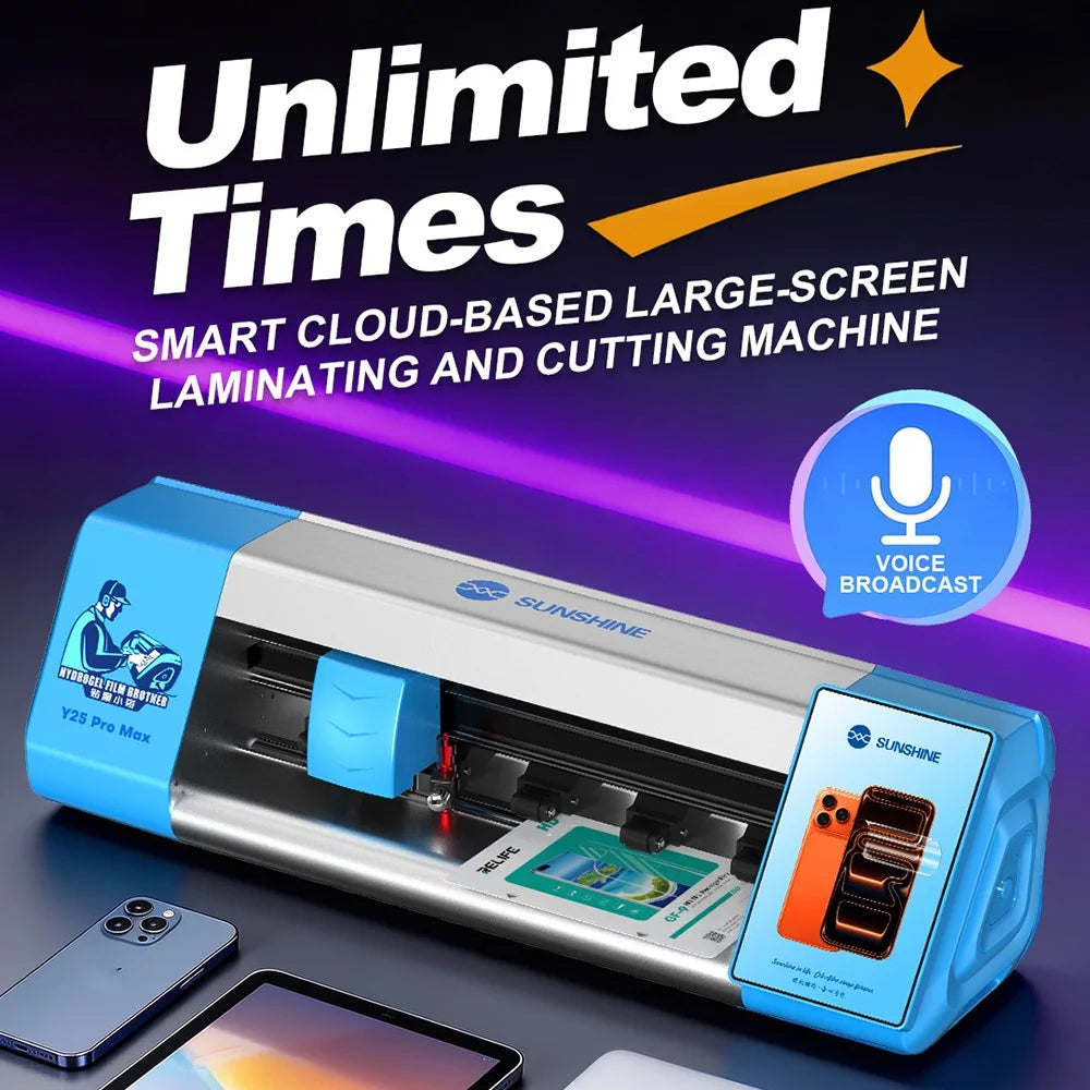 SUNSHINE Y25 Pro Max Film Cutting Machine Unlimited Times 7 Inch Touch Screen Voice Broadcast 16 Inch Large Size Film Cutter - EU Plug - 6