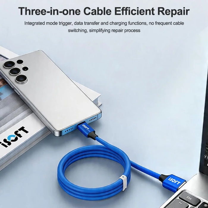 ISOFT IS-007 SAM Download Mode Repair Cable USB-A to USB-C 3-in-1 Data Transfer Charging Cord for Samsung - 4