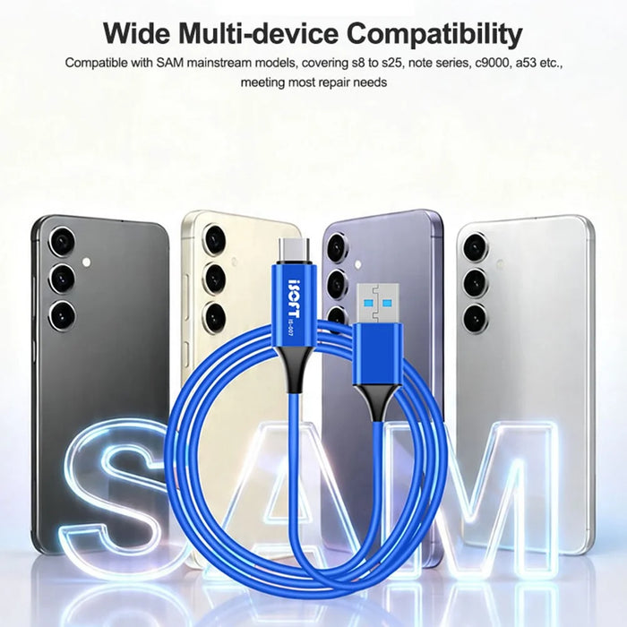 ISOFT IS-007 SAM Download Mode Repair Cable USB-A to USB-C 3-in-1 Data Transfer Charging Cord for Samsung - 5