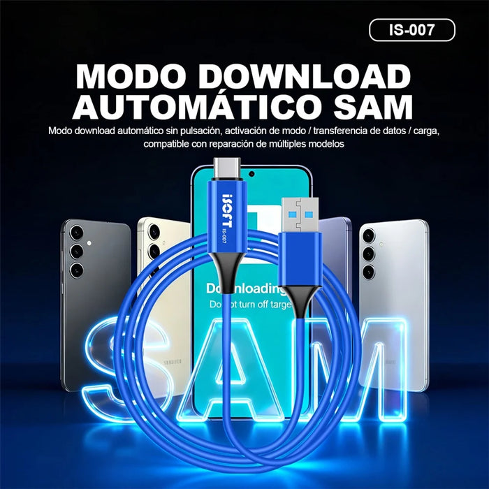ISOFT IS-007 SAM Download Mode Repair Cable USB-A to USB-C 3-in-1 Data Transfer Charging Cord for Samsung - 7