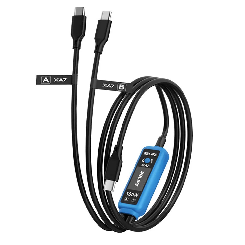 RELIFE XA7 100W 1-to-2 Dual Port Digital Display Fast Charging Cable PD3.0 USB-C Smart Charging Cord for Device Testing - 6