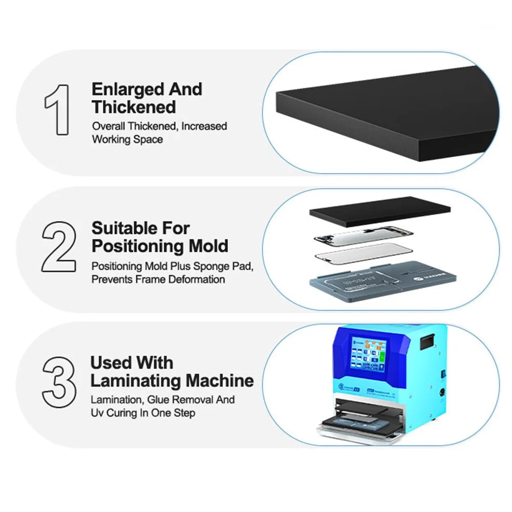 SUNSHINE SS-061A 8mm Thickened Laminating Pad Sponge Pad Laminating Mat for Phone Screen Repair Positioning Mold Frame Protection - Black - 3