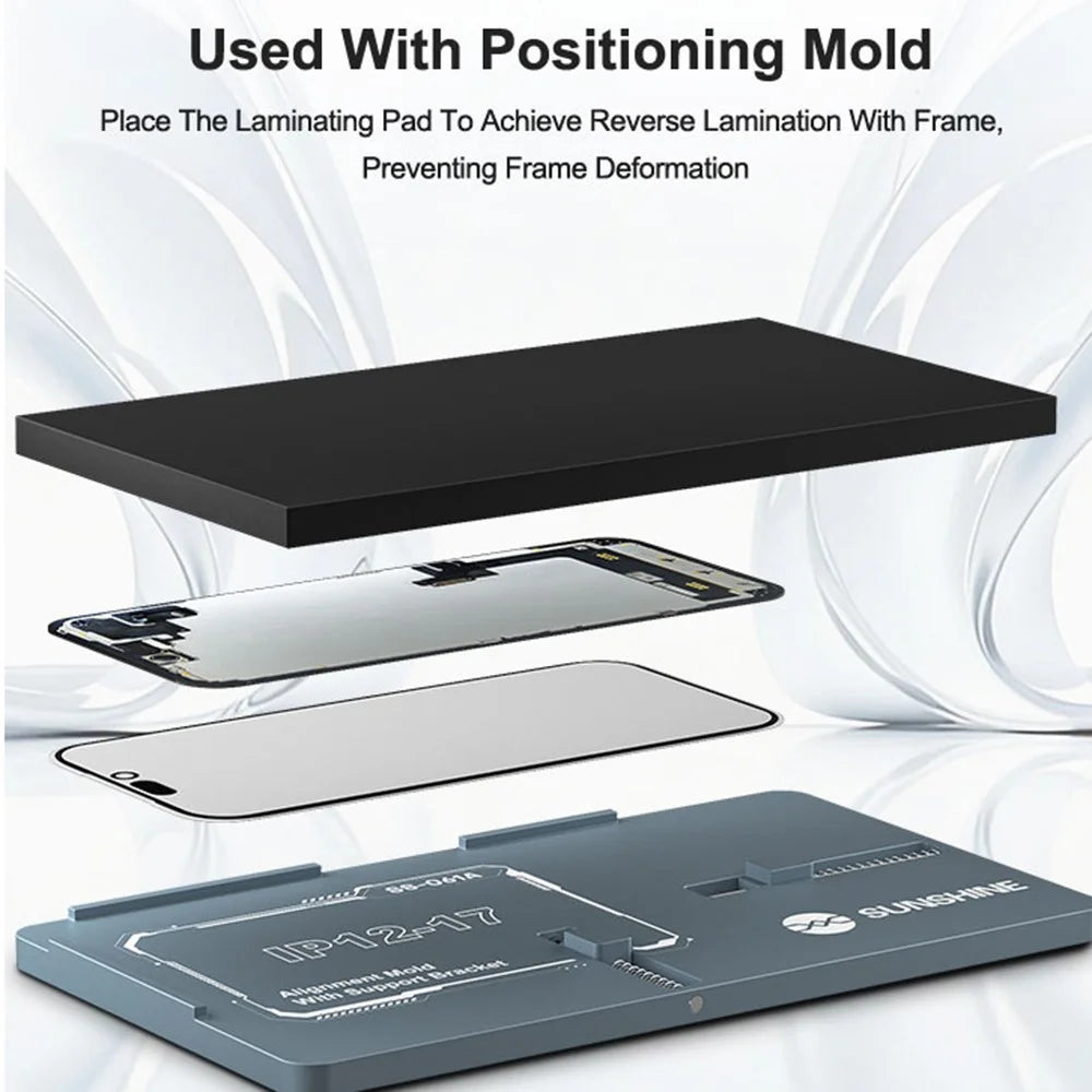 SUNSHINE SS-061A 8mm Thickened Laminating Pad Sponge Pad Laminating Mat for Phone Screen Repair Positioning Mold Frame Protection - Black - 4