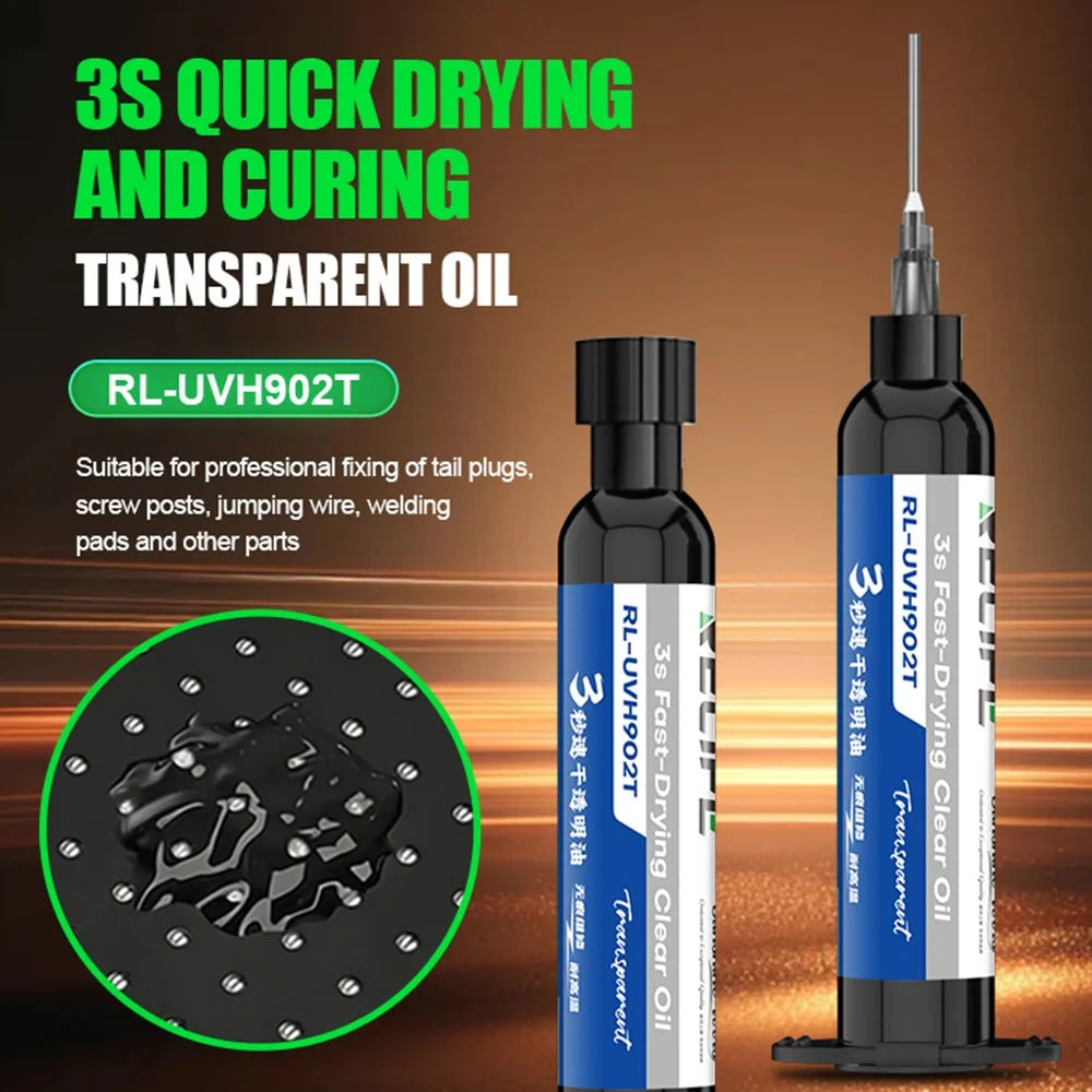 RELIFE RL-UVH902T 3-Second Quick Drying Clear Curing Oil Transparent UV Curing Glue for PCB Circuit Board Repair - 4