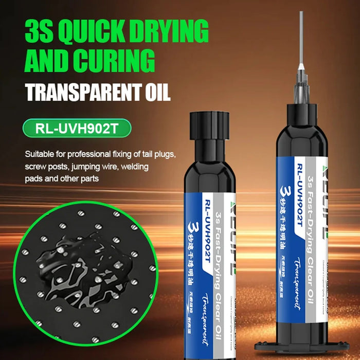RELIFE RL-UVH902T 3-Second Quick Drying Clear Curing Oil Transparent UV Curing Glue for PCB Circuit Board Repair - 4