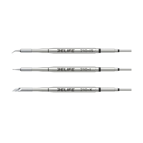 RELIFE 210 3Pcs Soldering Iron Tips Set 80mm Knife Straight Curved Multi-Layer Nano Electroplating Iron Tips Welding Tool Replacement for Electronics Repair - 1