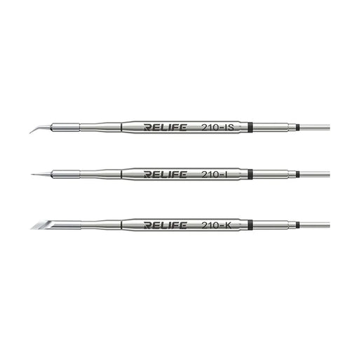 RELIFE 210 3Pcs Soldering Iron Tips Set 80mm Knife Straight Curved Multi-Layer Nano Electroplating Iron Tips Welding Tool Replacement for Electronics Repair - 1
