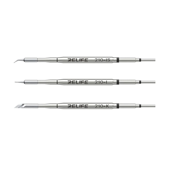 RELIFE 210 3Pcs Soldering Iron Tips Set 80mm Knife Straight Curved Multi-Layer Nano Electroplating Iron Tips Welding Tool Replacement for Electronics Repair - 1