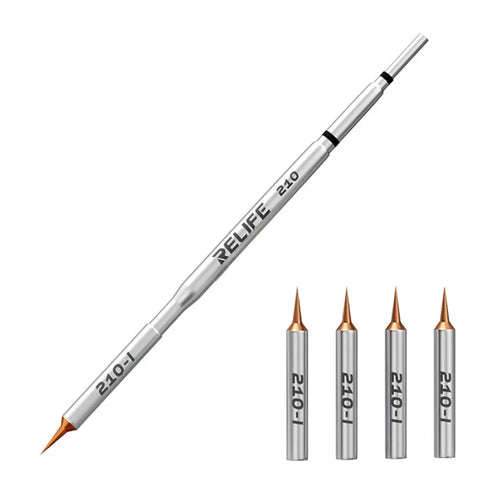 RELIFE 210 1 Set 0.1mm Soldering Iron Tips Pure Copper Ultra Fine Replaceable Tips Welding Tool for Jumper Wire Repair - 1