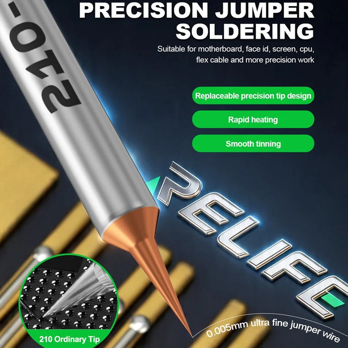 RELIFE 210 1 Set 0.1mm Soldering Iron Tips Pure Copper Ultra Fine Replaceable Tips Welding Tool for Jumper Wire Repair - 2