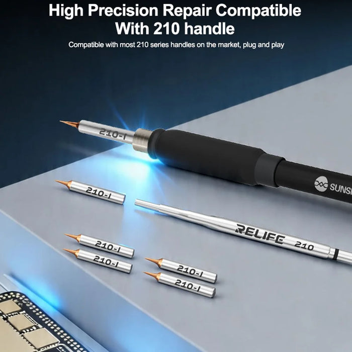RELIFE 210 1 Set 0.1mm Soldering Iron Tips Pure Copper Ultra Fine Replaceable Tips Welding Tool for Jumper Wire Repair - 6
