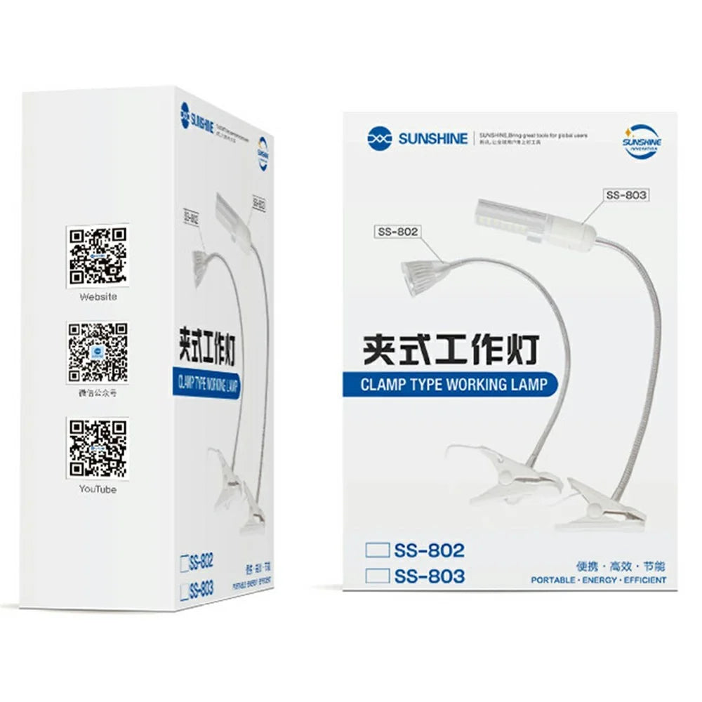 SUNSHINE SS-802 Clamp Work Light 35 LEDs Metal Body Flexible Hose Clip-on LED Desk Lamp for Repair - EU Plug - 4