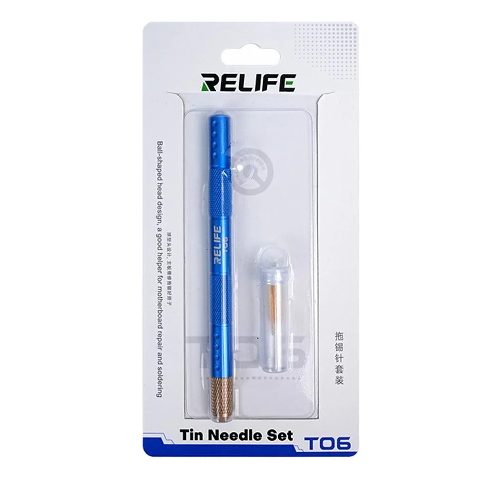 RELIFE TO6 Desoldering Needle Set Pure Copper Gold Plated Ball Tip Desoldering Needle Kit for Motherboard Repair - 7