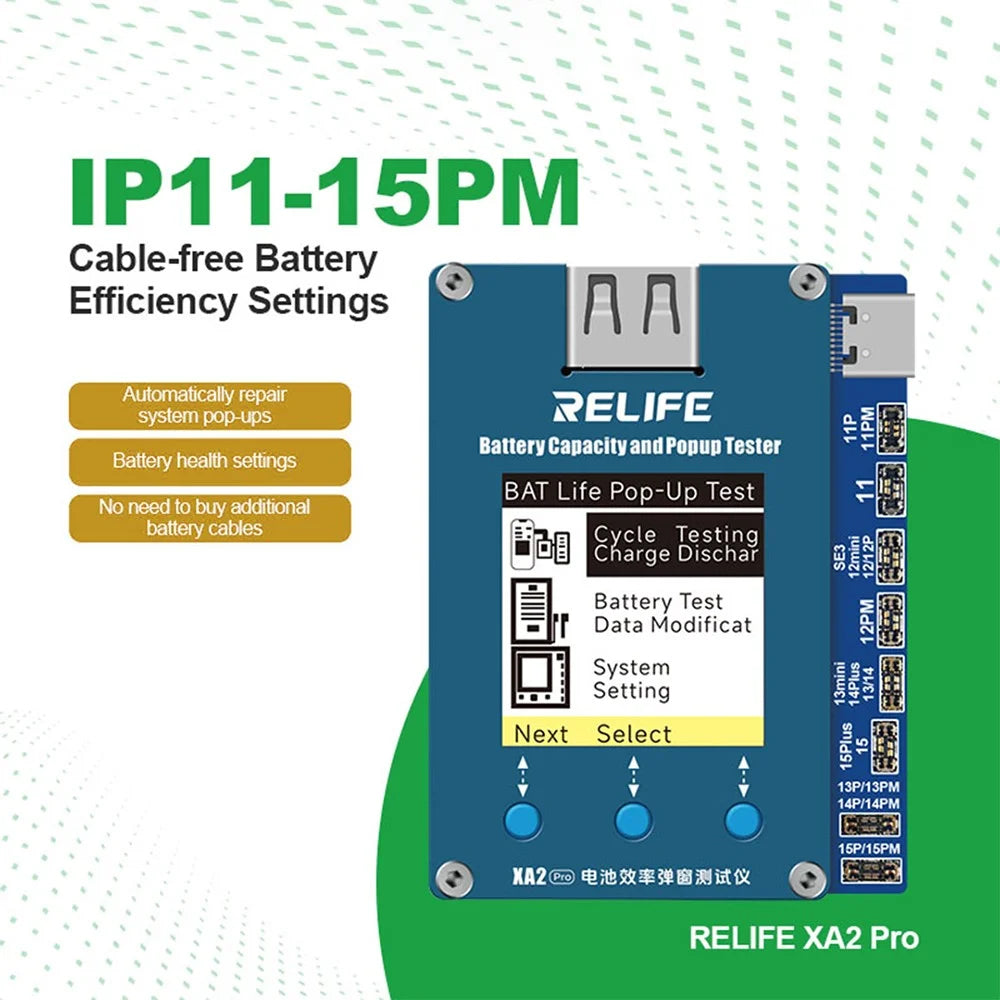 RELIFE XA2 Pro Battery Efficiency Popup Tester Cable-free Efficiency Pop-up Repair Detector for iPhone 11-15 Pro Max - 2