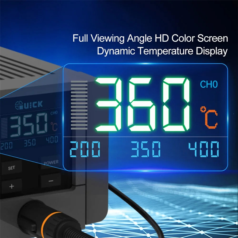 QUICK TS11 Smart Precision Soldering Station 90W LCD Display HD Color Screen Mechanical Buttons Soldering Irons Kit - EU Plug - 6