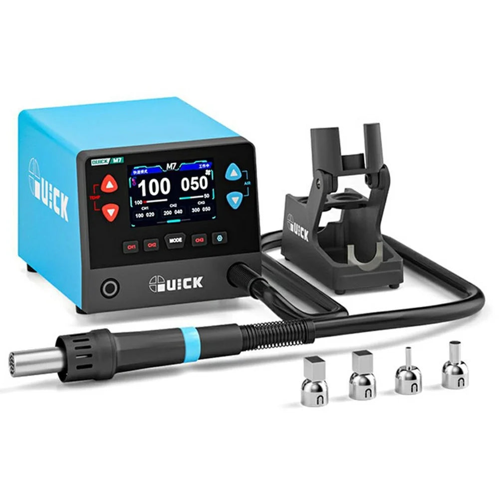 QUICK M7 1000W Smart Hot Air Gun Desoldering Station LCD Display 9-Channel Rework Station for Electronics Repair - EU Plug - 1