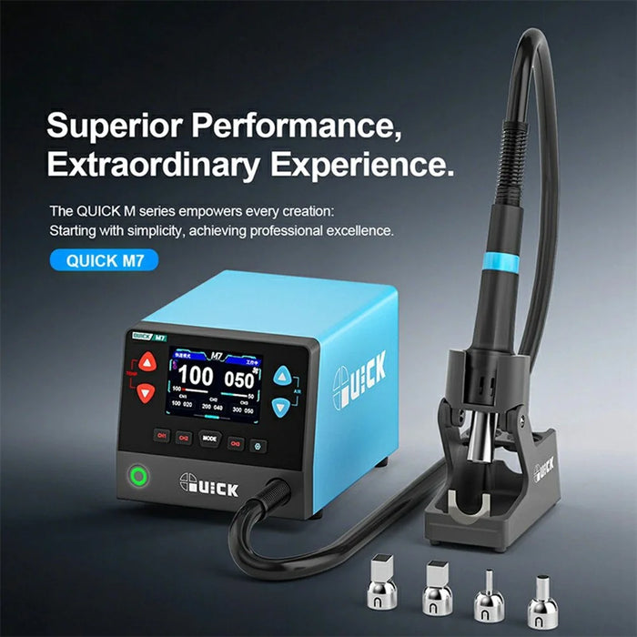 QUICK M7 1000W Smart Hot Air Gun Desoldering Station LCD Display 9-Channel Rework Station for Electronics Repair - EU Plug - 2