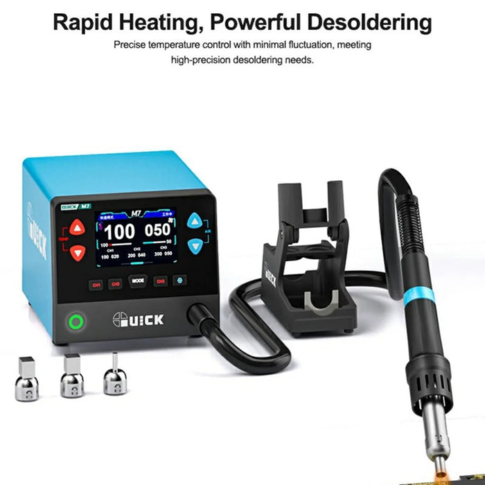 QUICK M7 1000W Smart Hot Air Gun Desoldering Station LCD Display 9-Channel Rework Station for Electronics Repair - EU Plug - 3