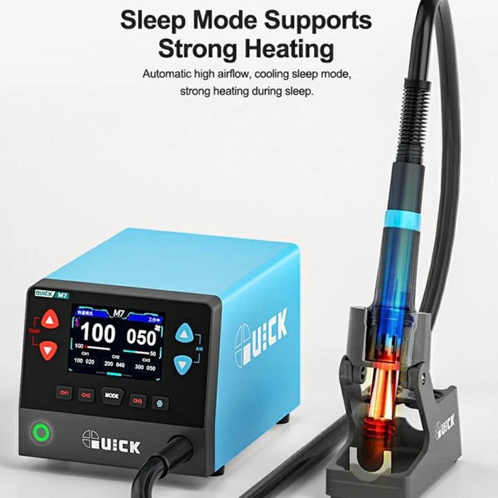 QUICK M7 1000W Smart Hot Air Gun Desoldering Station LCD Display 9-Channel Rework Station for Electronics Repair - EU Plug - 4
