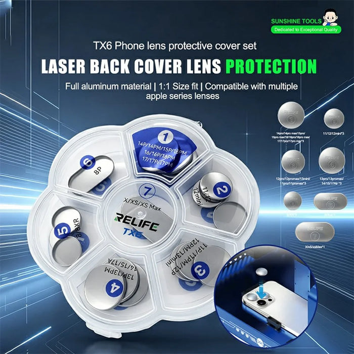 RELIFE TX6 Lens Protective Cover Set for iPhone 8-17 Series Full Aluminum Laser Repair Tool - 2