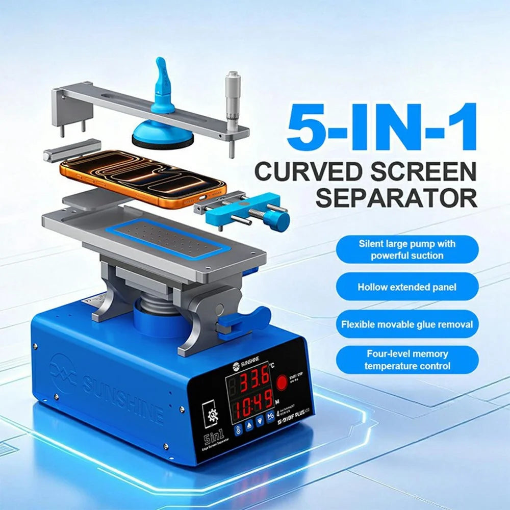 SUNSHINE S-918F Plus V2.0 5-in-1 LCD Screen Separator Curved Flat Screen Heating Glue Removal Repair Tool - EU Plug - 3