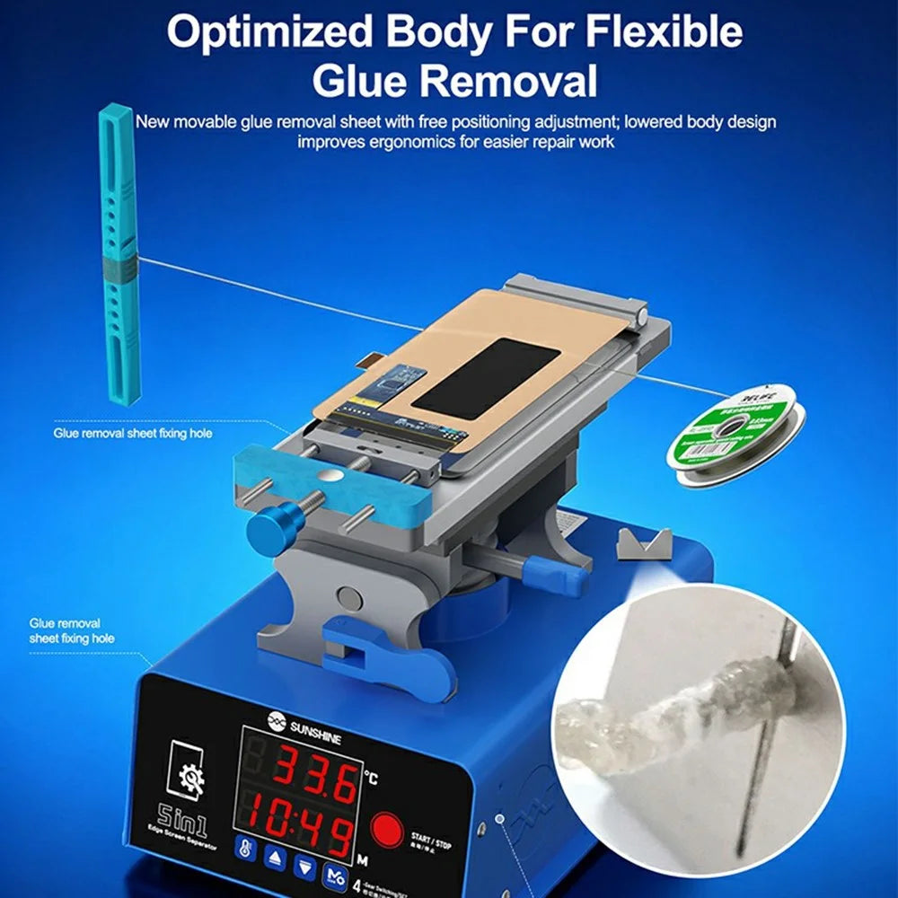 SUNSHINE S-918F Plus V2.0 5-in-1 LCD Screen Separator Curved Flat Screen Heating Glue Removal Repair Tool - EU Plug - 5