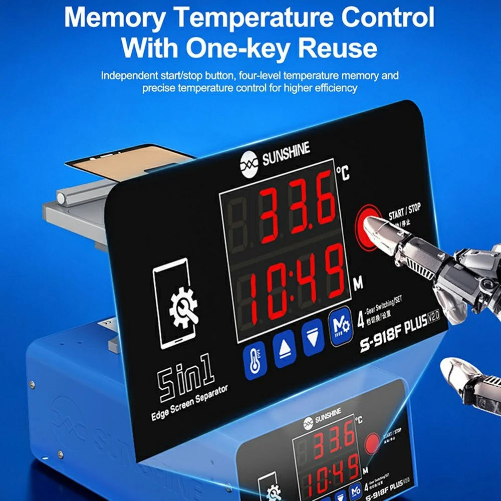 SUNSHINE S-918F Plus V2.0 5-in-1 LCD Screen Separator Curved Flat Screen Heating Glue Removal Repair Tool - EU Plug - 6