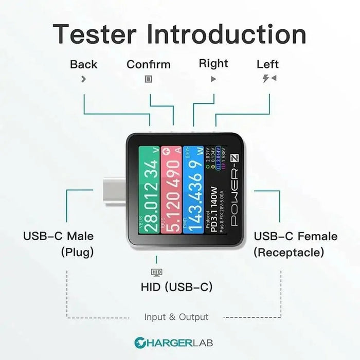 POWER-Z KM003C USB-C PD Tester Power Meter PD3.1 240W Protocol Analyzer with LCD Display - 4