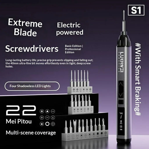 LUOWEI S1 Pro Electric Screwdriver 22Pcs Bits 5 Torque Levels LED Light for Phone Repair - Professional Edition - 2