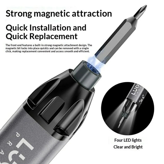 LUOWEI S1 Pro Electric Screwdriver 22Pcs Bits 5 Torque Levels LED Light for Phone Repair - Professional Edition - 4