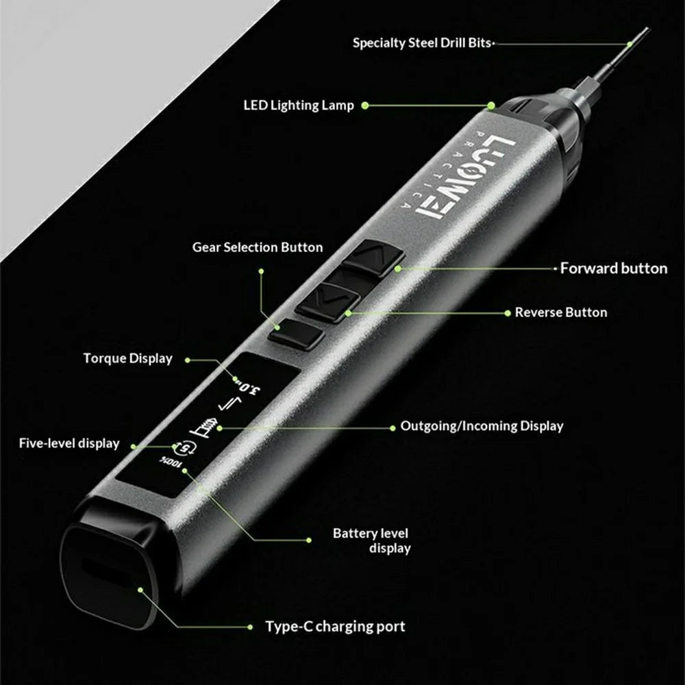 LUOWEI S1 Pro Electric Screwdriver 22Pcs Bits 5 Torque Levels LED Light for Phone Repair - Professional Edition - 6