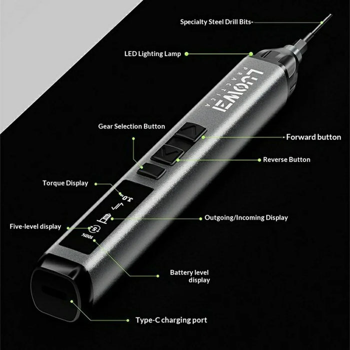 LUOWEI S1 Pro Electric Screwdriver 22Pcs Bits 5 Torque Levels LED Light for Phone Repair - Professional Edition - 6
