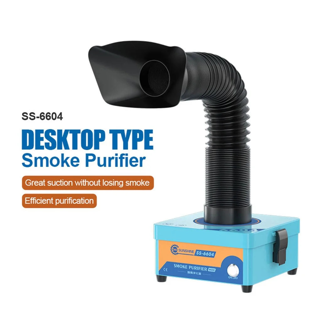 SUNSHINE SS-6604 MINI Desktop Smoke Purifier 3-Layer Filtration HEPA Fume Extractor for Soldering Laser - EU Plug - 2