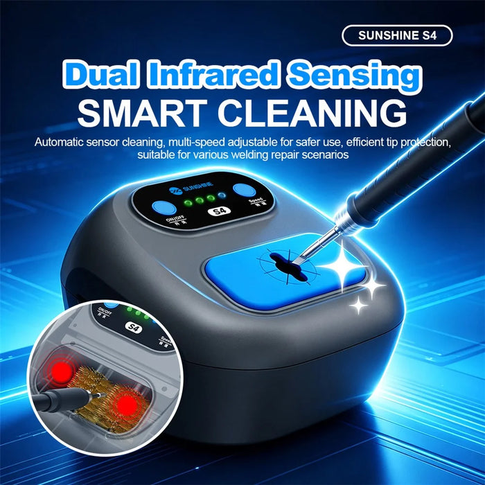 SUNSHINE S4 Automatic Soldering Iron Tip Cleaner Dual Infrared Smart Sensing 3-Speed Cleaning Tool for Welding Repair - 3