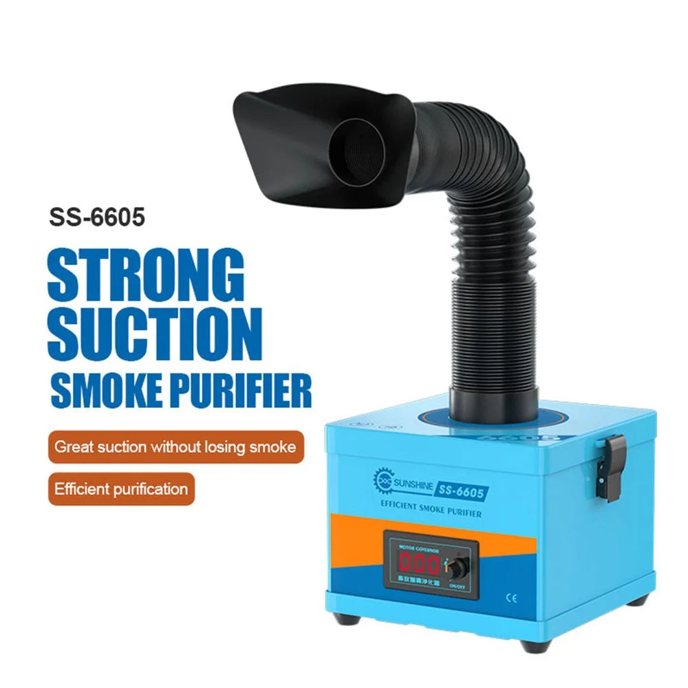 SUNSHINE SS-6605 High Efficiency Smoke Purifier 3-Layer Filtration System Fume Extractor for Soldering Laser - EU Plug - 4